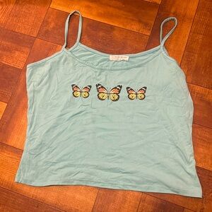 Light blue butterfly crop top